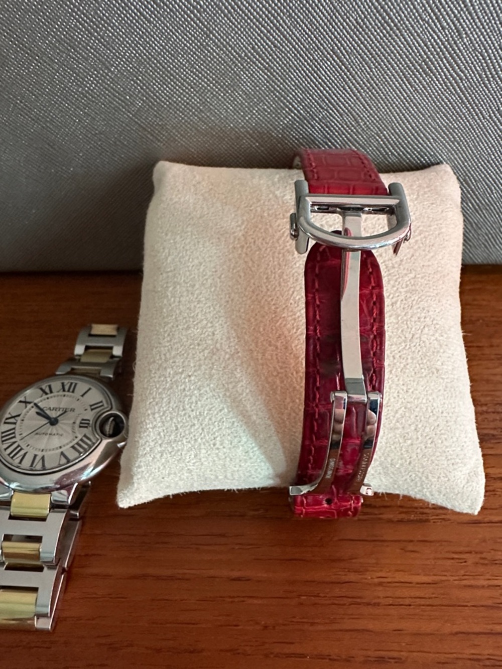 Authentic Cartier red leather strap